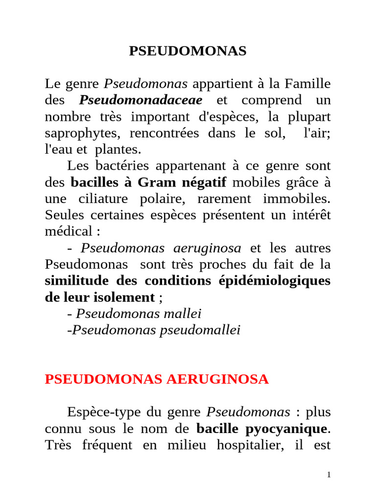 Infection par Pseudomonas aeruginosa | PDF | Pseudomonas | Pseudomonas ...
