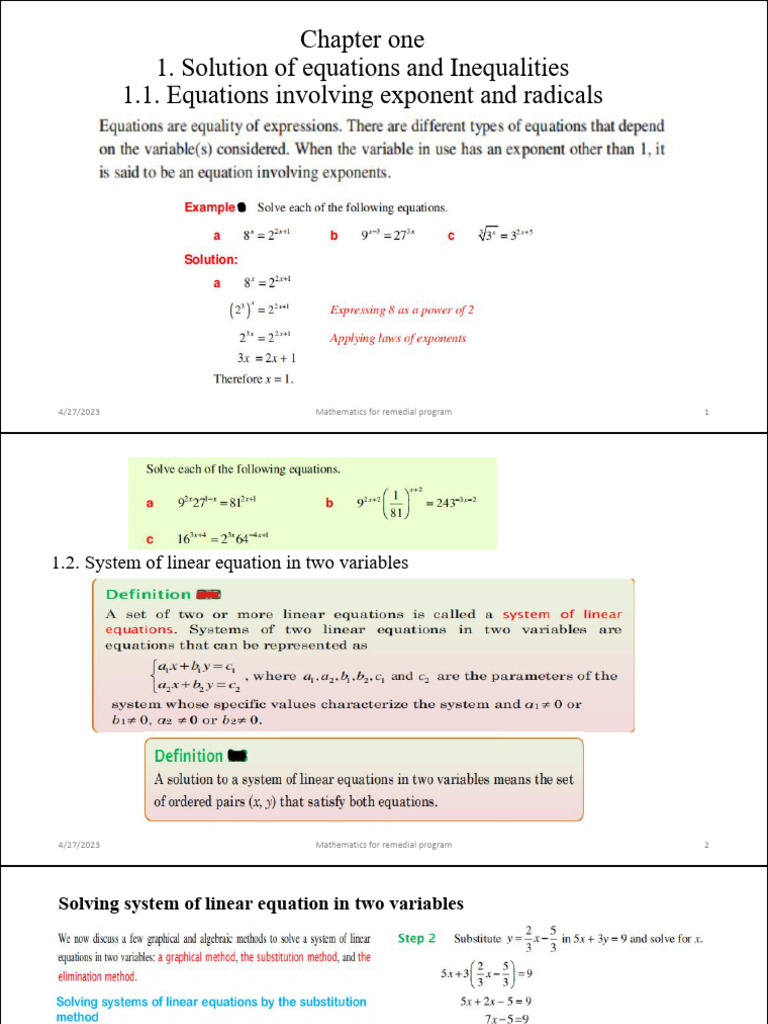 Remedial mathematics chapter 1 and 2 pdf equations quadratic equation