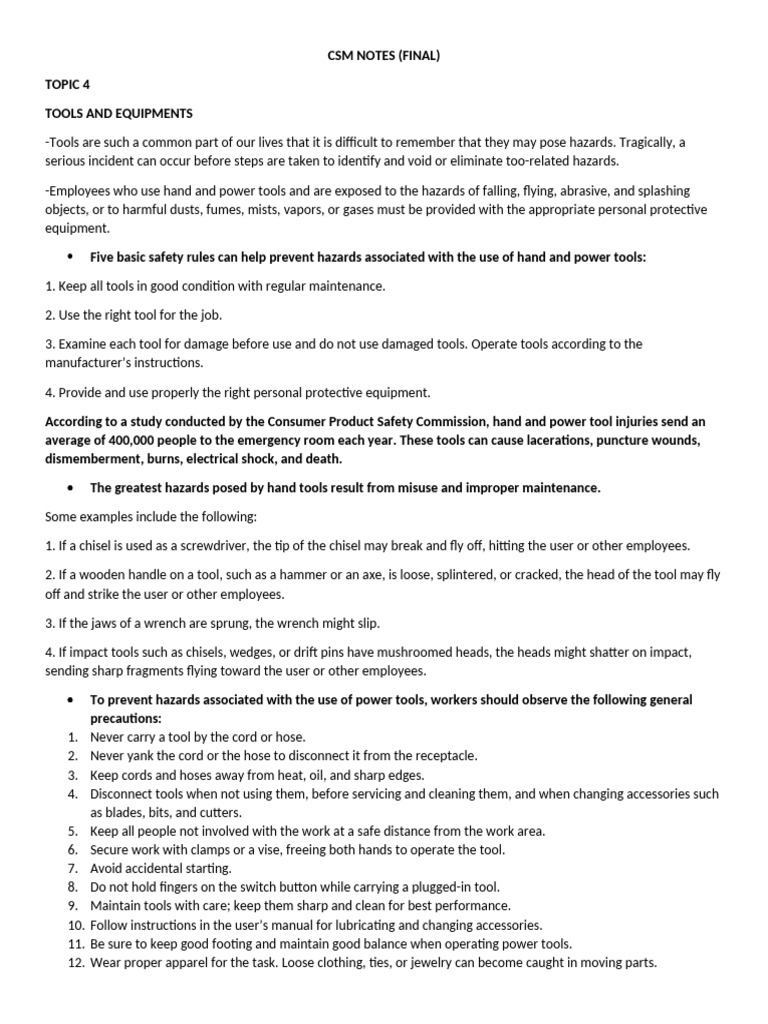 CSM Notes (Final) | PDF | Grinding (Abrasive Cutting) | Tools