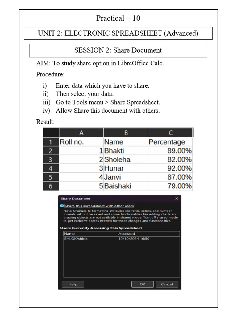 Share Options in LibreOffice Calc | PDF