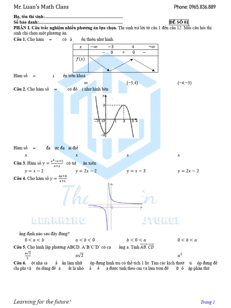 Đề số 1 GV | PDF