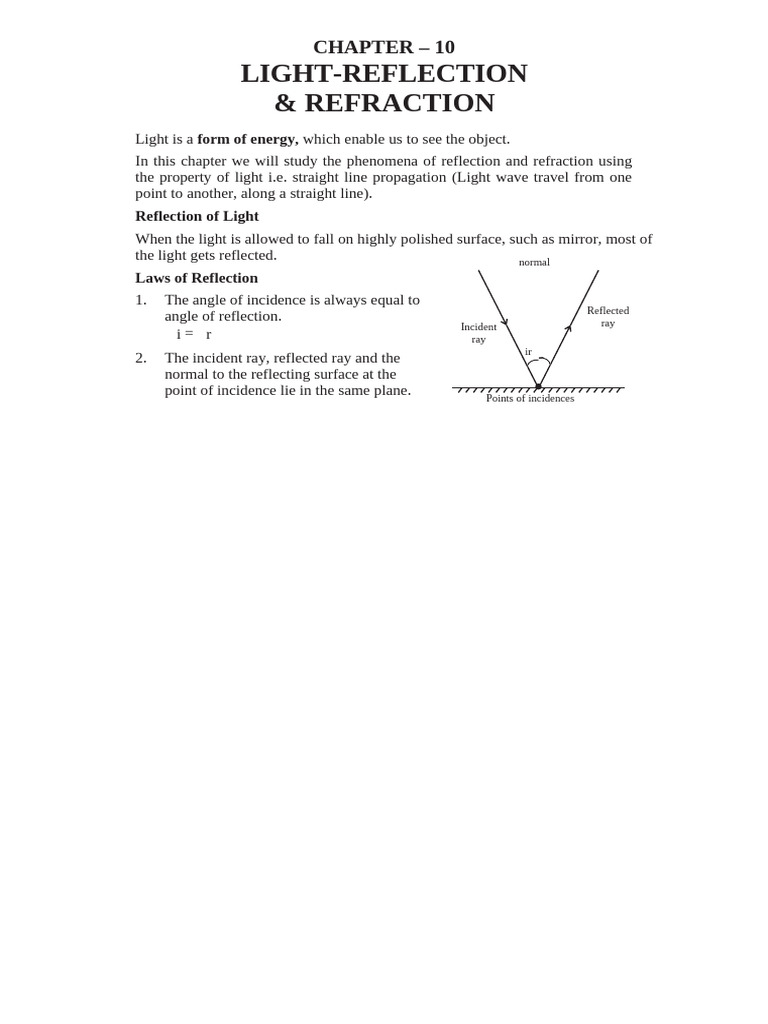 10_science_notes_10_Light_Reflection_and_Refraction_1 | PDF | Mirror ...