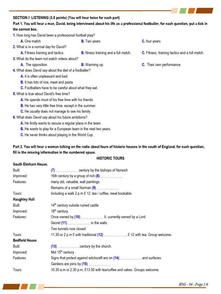 Listening and Grammar Practice Test | PDF | Photograph | Camera