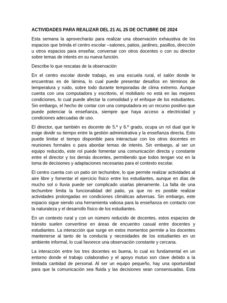Actividades para Realizar Del 21 Al 25 de Octubre de 2024 | PDF ...