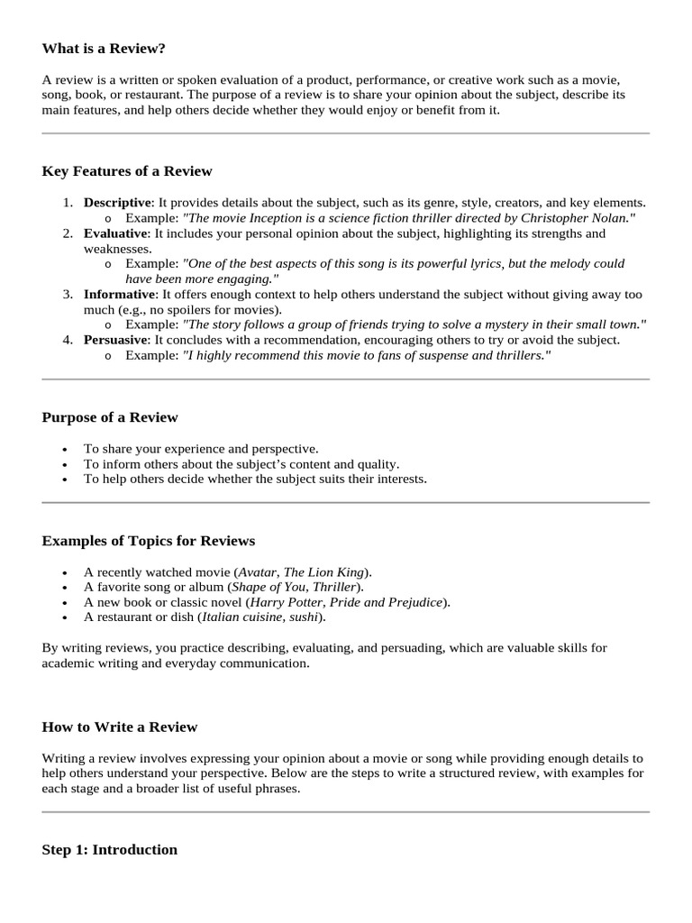 Writing A Review 1-2 Bgu | PDF