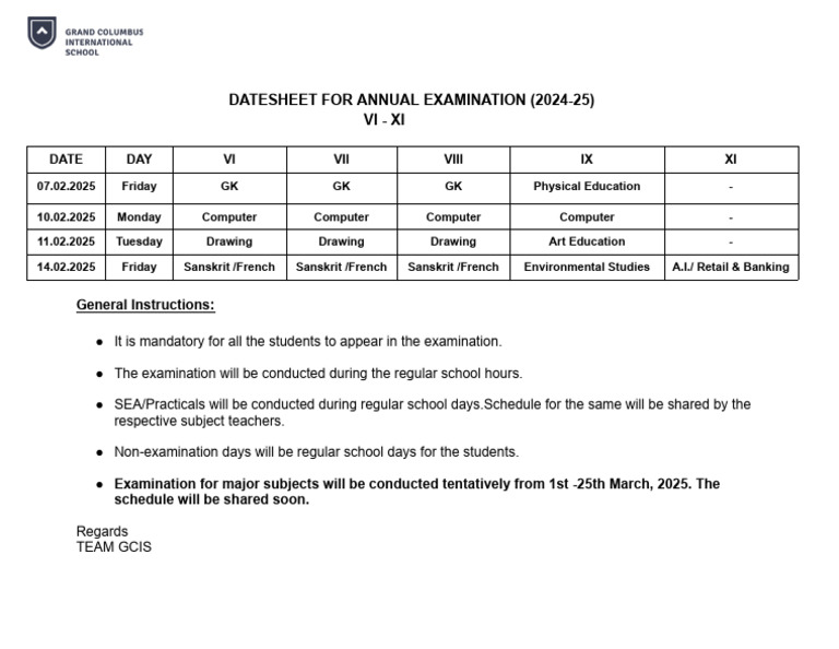 Datesheet VI-IX Final Term 2024-25 (1) - 1 | PDF