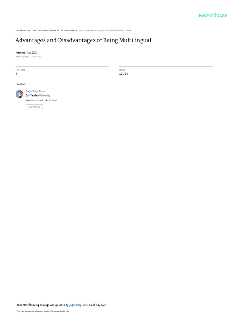 Advantagesand Disadvantagesof Being Multilingual | PDF ...