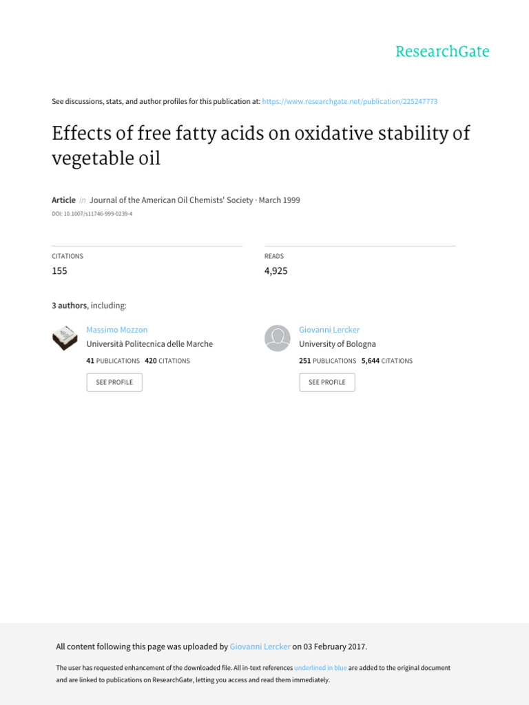 70 Pub 1999 (Frega) Effects of free fatty acids on oxidative stability ...