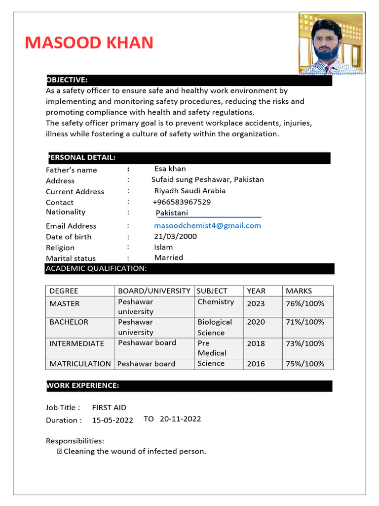 Safety Officer Resume and Qualifications | PDF | Safety