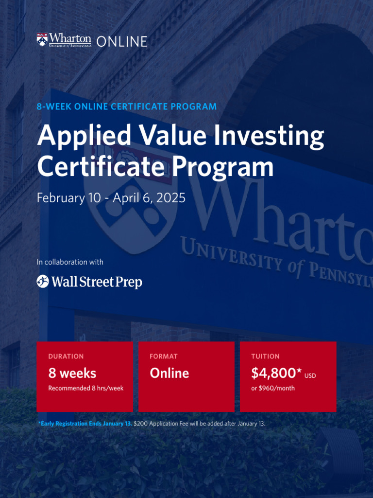 Wharton Applied Value Investing Program | PDF | Valuation (Finance ...