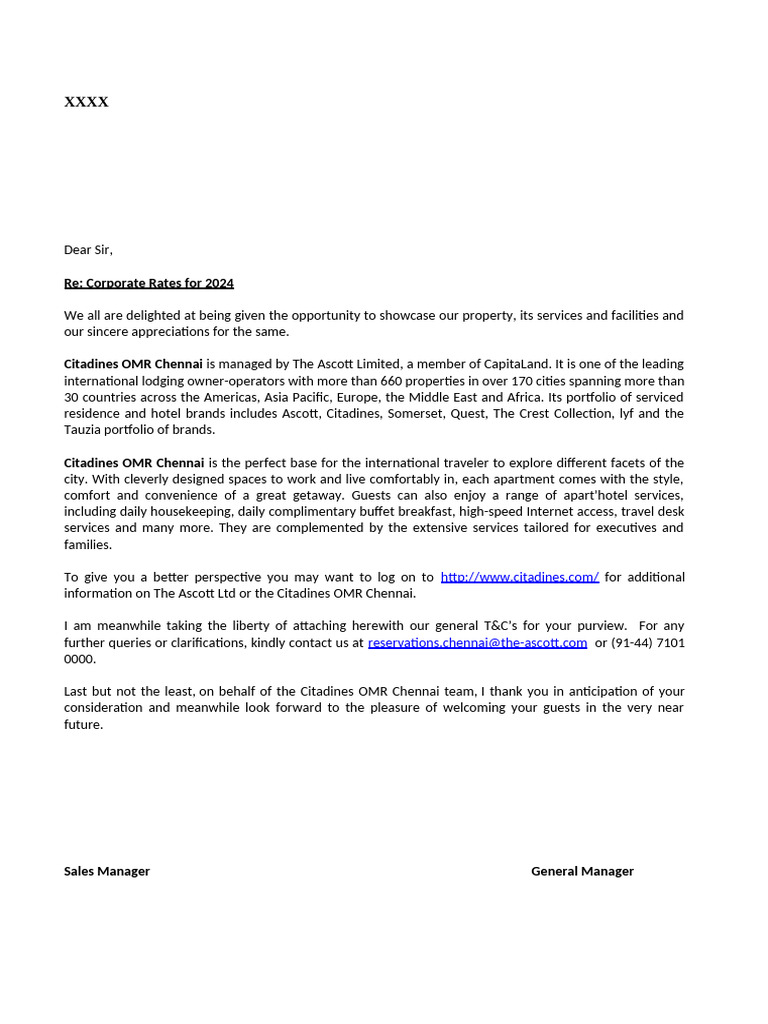 Corporate Rate Agreement for 2024 | PDF | Payments