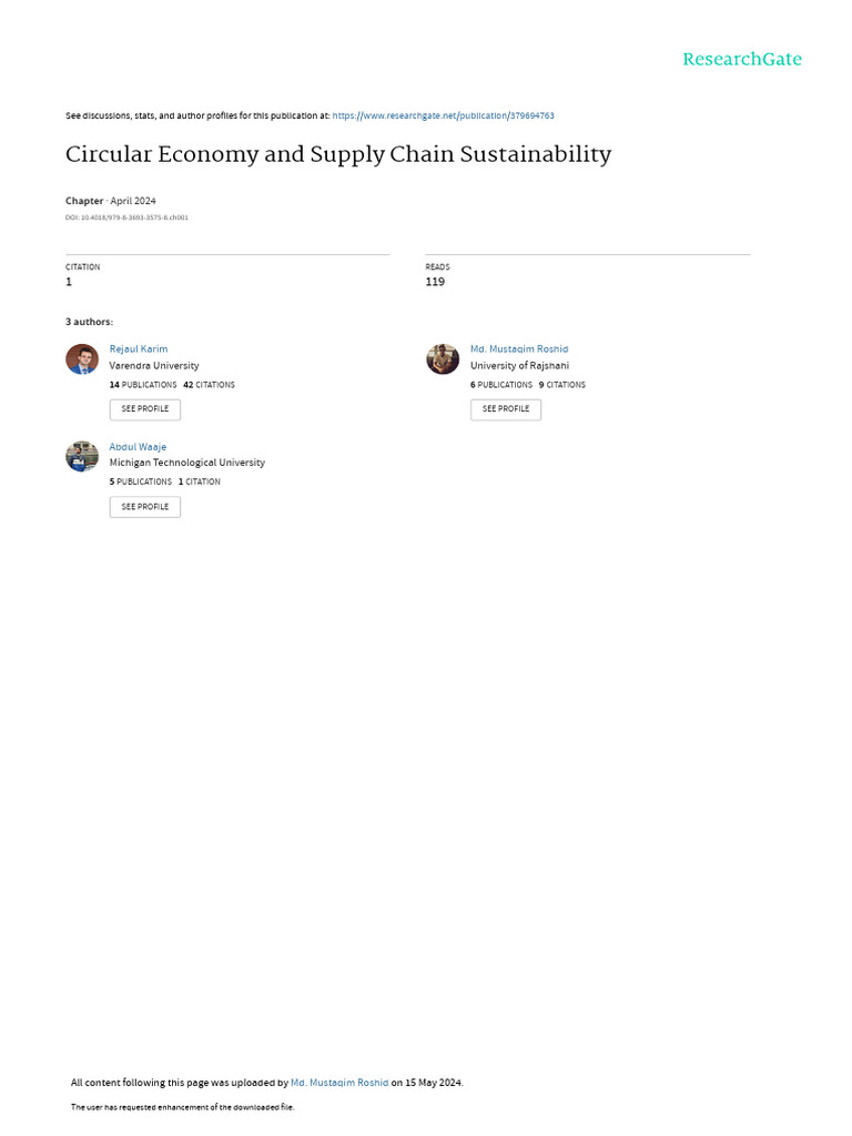 Published Circular Economy and Supply Chain Sustainability | PDF ...