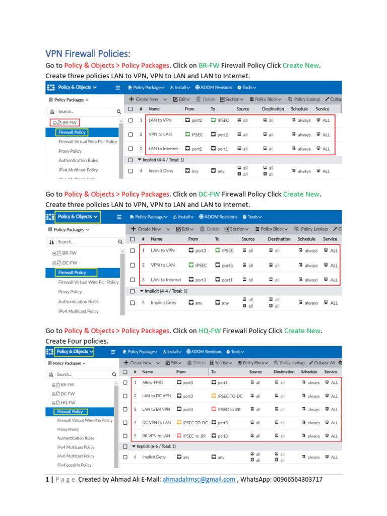 VPN Firewall Policy Setup Guide | PDF