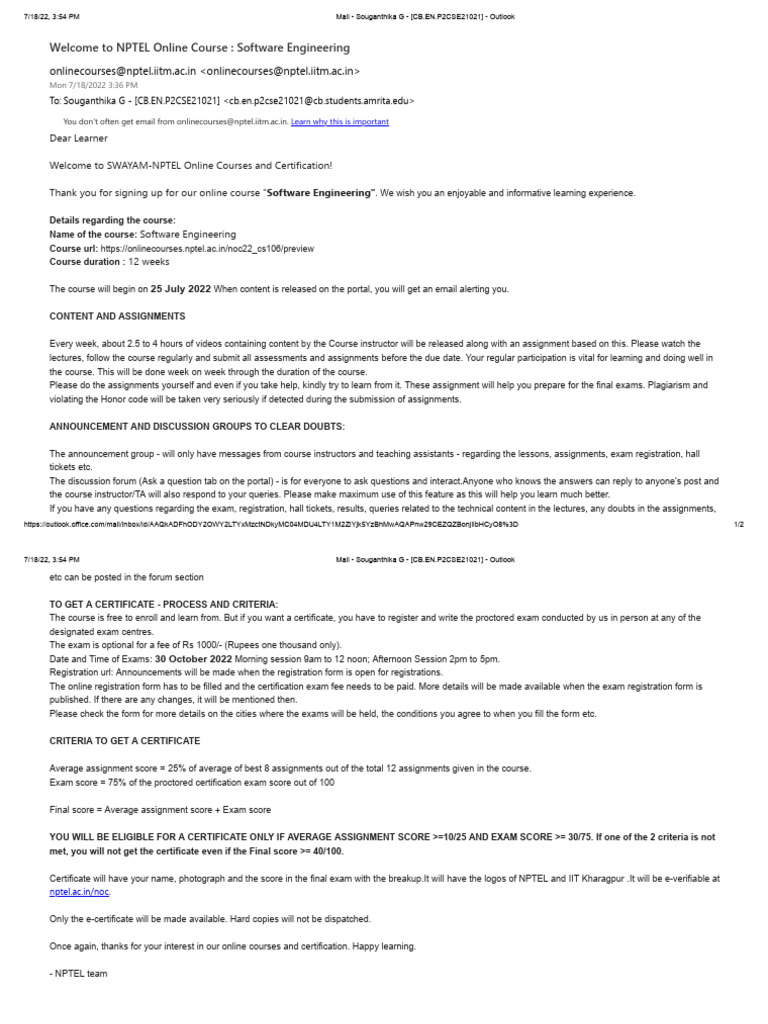 NPTEL Software Engineering Course Details | PDF | Educational Technology