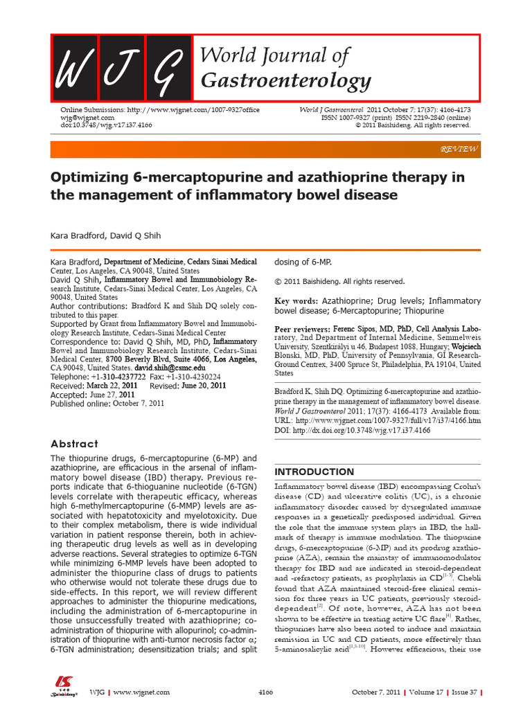 WJG 17 4166 | PDF | Inflammatory Bowel Disease | Clinical Medicine