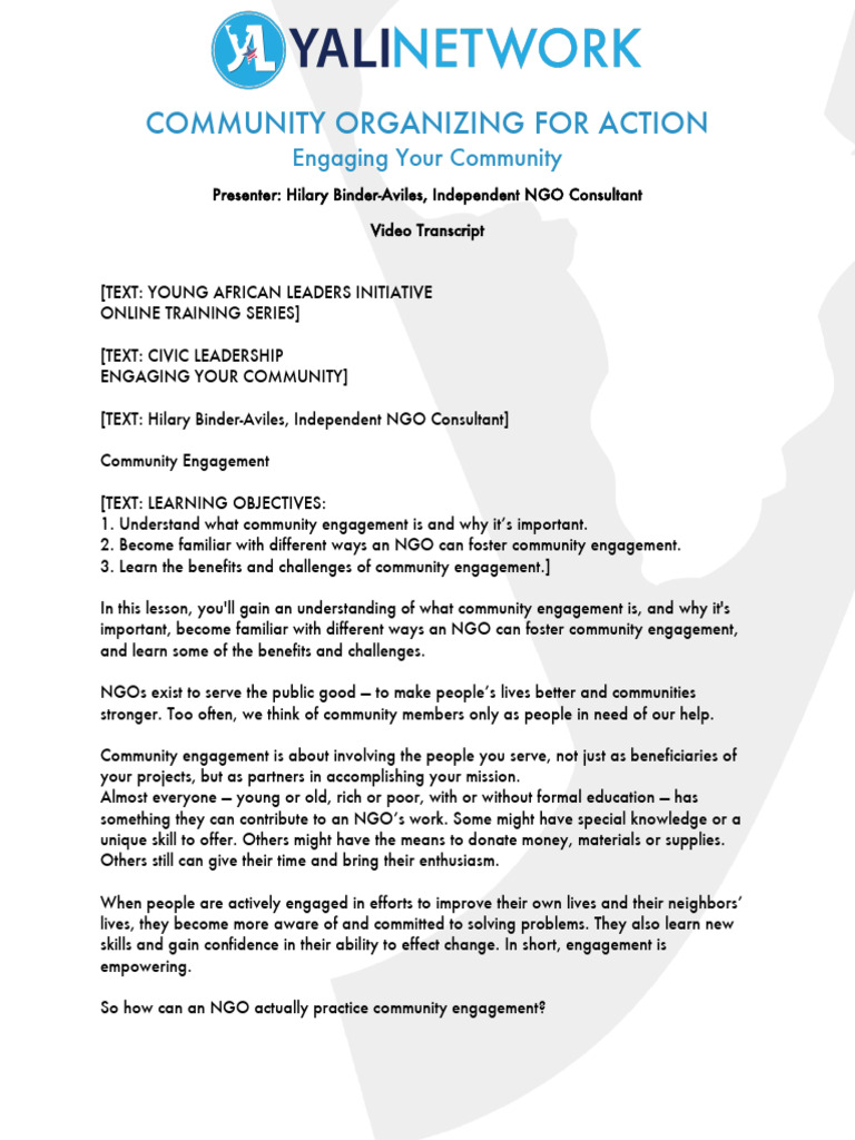 Community Engagement Strategies for NGOs | PDF | Non Governmental ...
