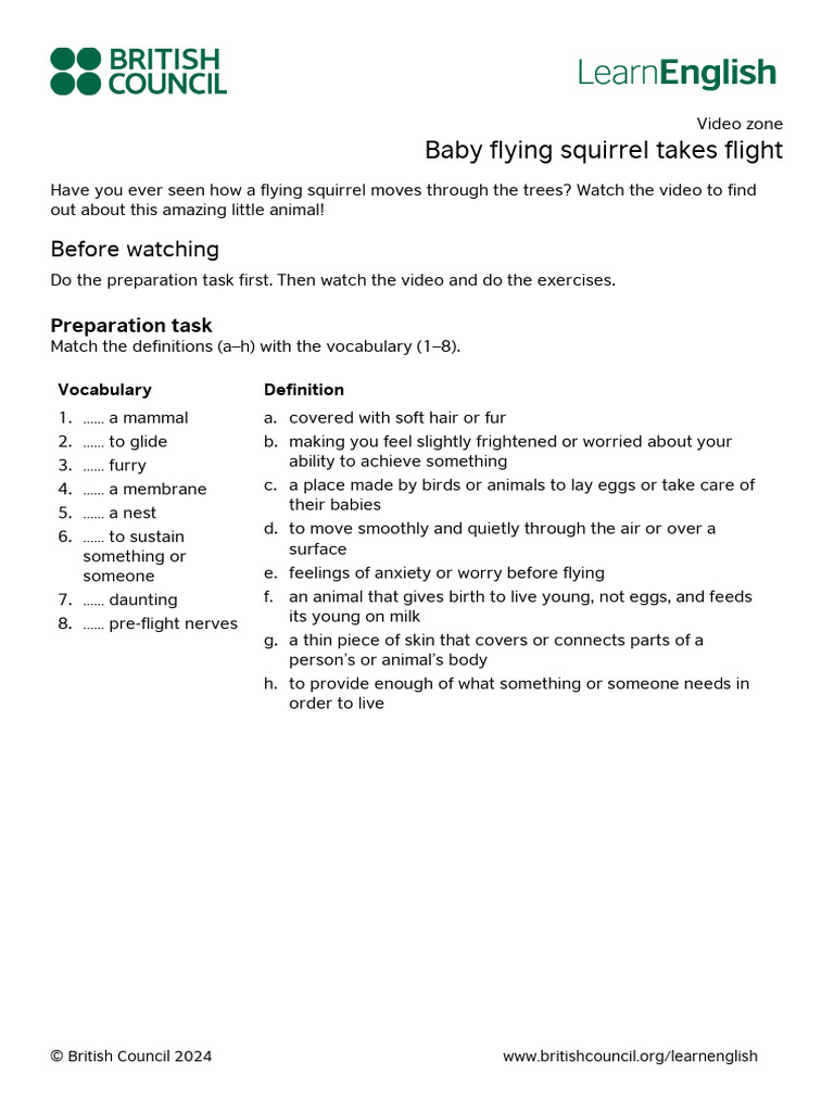 LearnEnglish-Video-zone-Baby Flying Squirrel Takes Flight | PDF | Bat ...