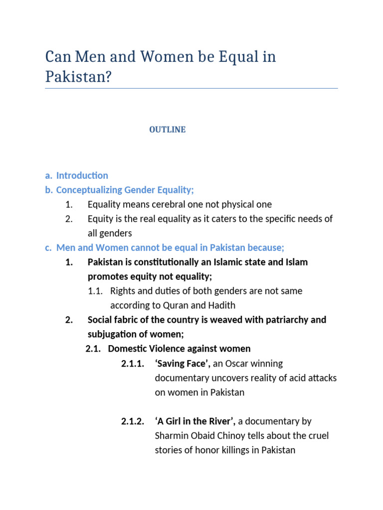 Gender Inequality in Pakistan Explained | PDF | Woman | Gender Studies
