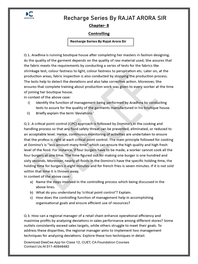 Chapter 8 Important Questions Pdf Business