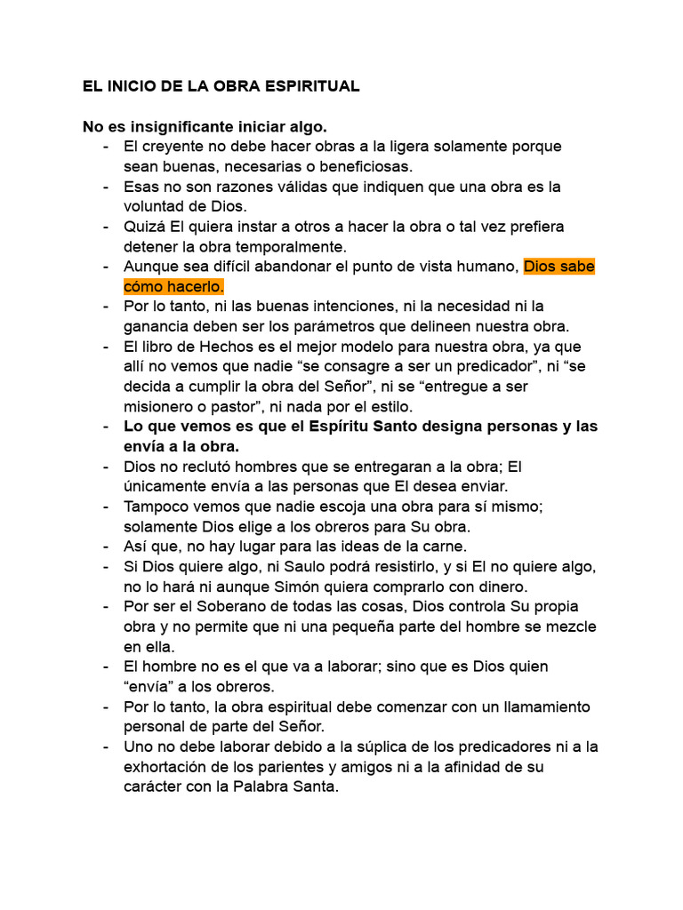El Inicio de La Obra Espiritual | PDF | espíritu Santo | Dios