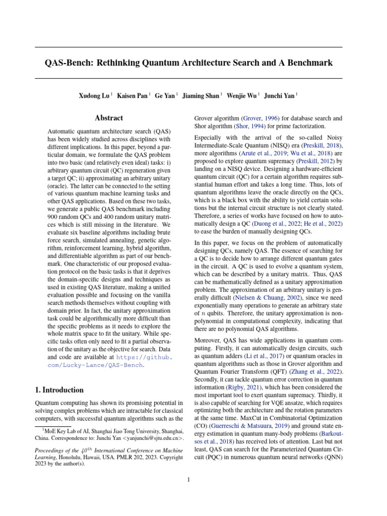 5123 QAS Bench Rethinking Quan | PDF | Quantum Computing | Matrix ...