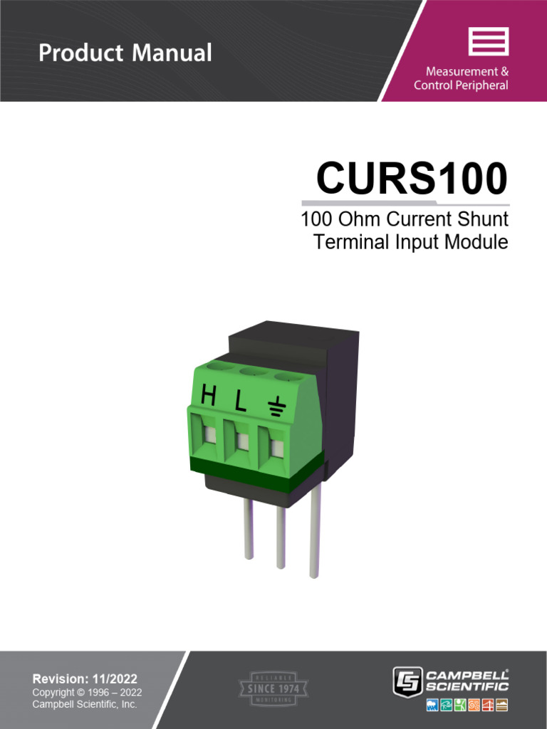 CURS100 Current Shunt Module Guide | PDF | Resistor | Power Supply
