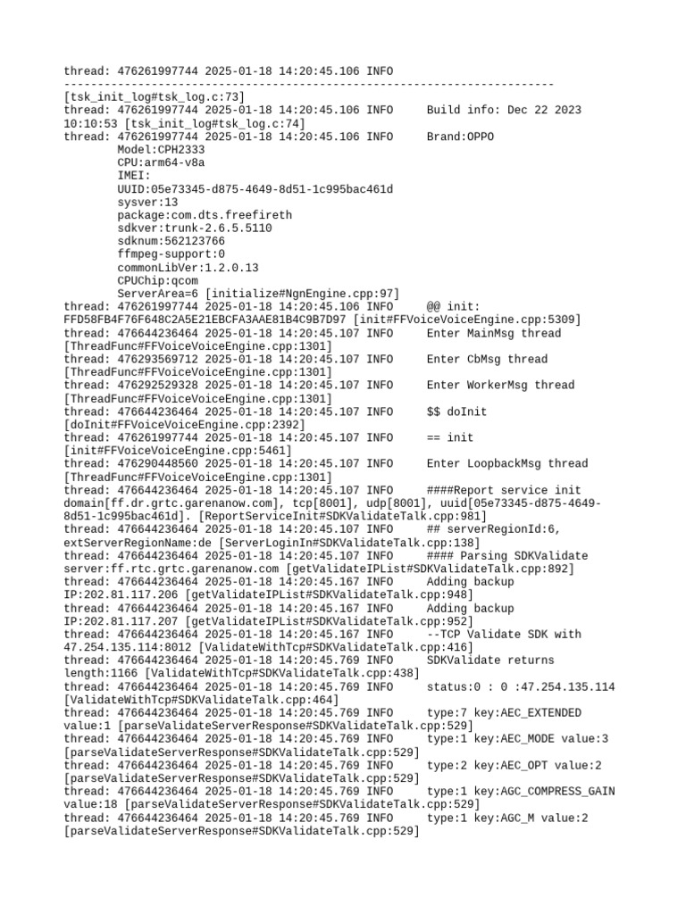 OPPO CPH2333 SDK Initialization Log | PDF | Port (Computer Networking ...