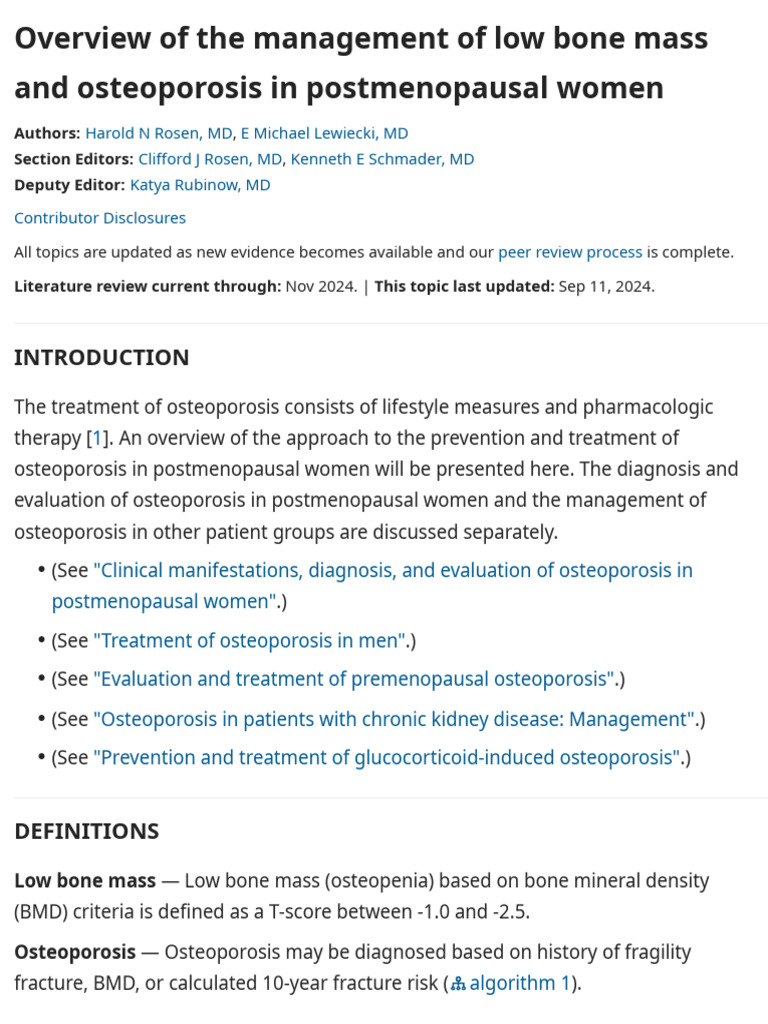 Osteoporosis Management in Postmenopausal Women | PDF | Osteoporosis ...