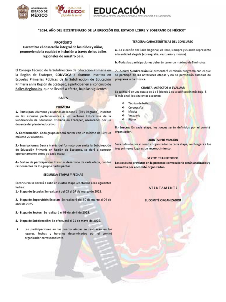 Convocatoria Concurso de Bailes Regionales | PDF | Educación primaria