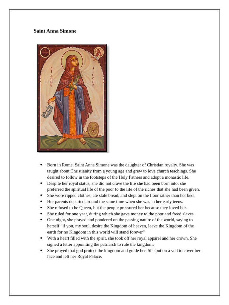 Saint Anna Simon | PDF | Saint | Religious Belief And Doctrine