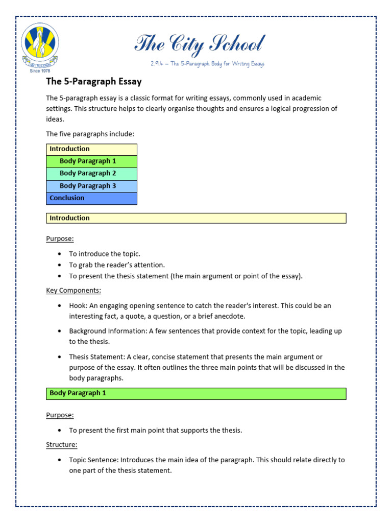 5-Paragraph Essay Structure Guide | PDF | Essays | Argument
