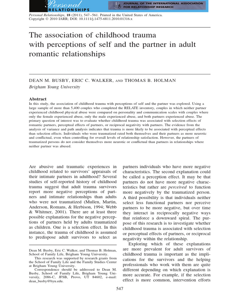 The Association of Childhood Trauma | PDF | Psychological Trauma ...