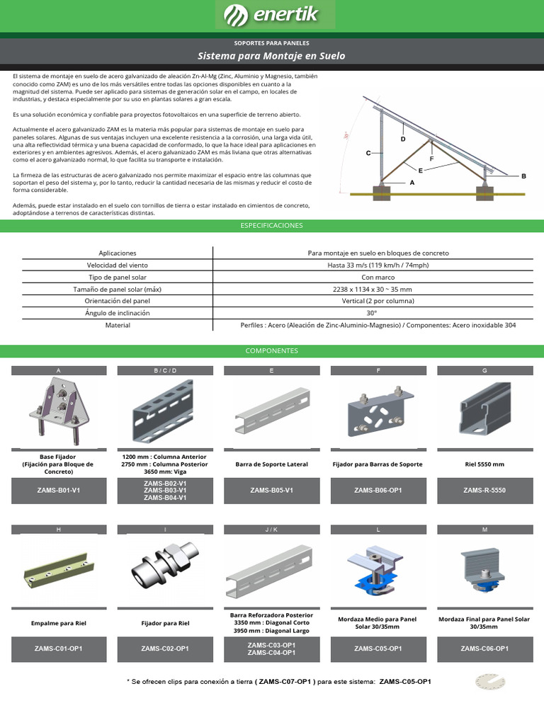 Folleto Soporte Zams | PDF | Panel solar | Acero