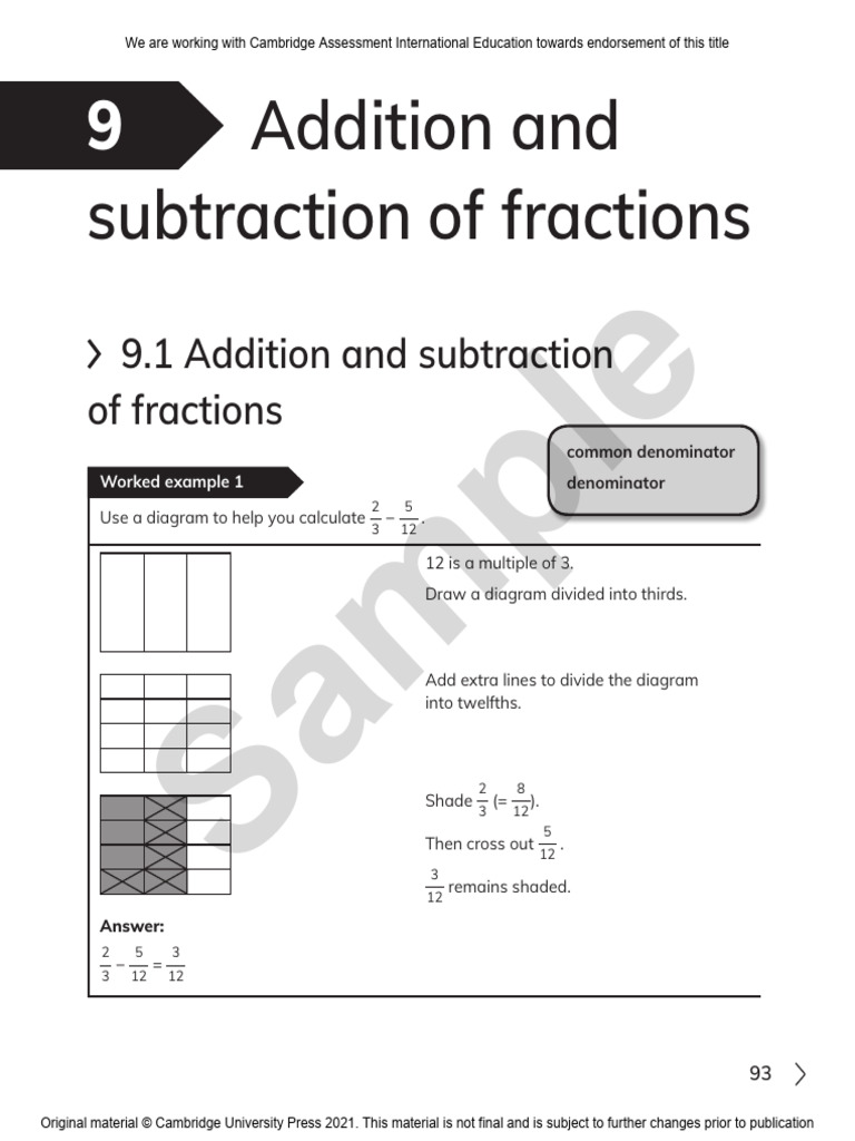 Addition and Subtraction of Fractions | PDF | Subtraction | Numbers