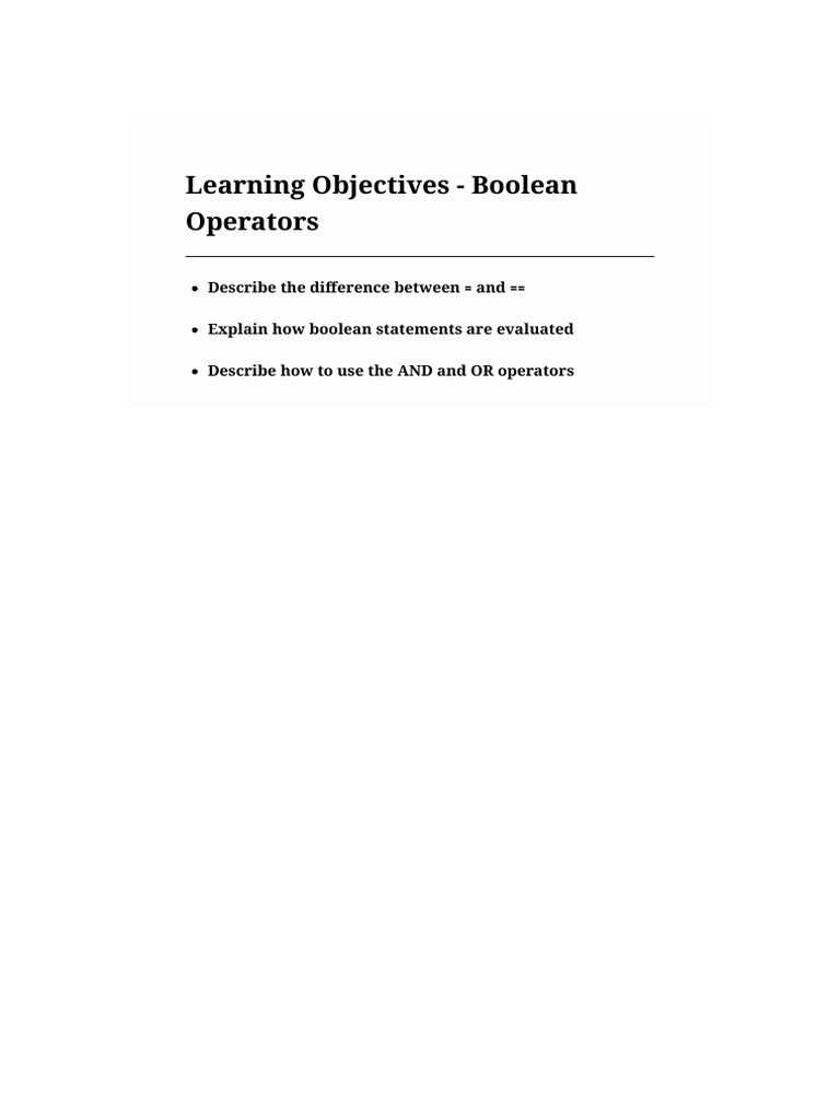 Boolean Operators | PDF | Boolean Data Type | Computer Programming