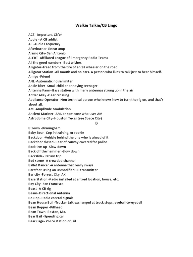 Walkie Talkie Lingo PDF Radio Electronics