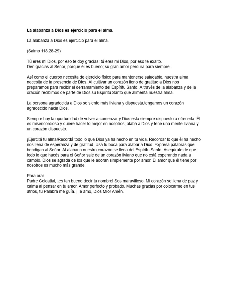 La Alabanza A Dios Es Ejercicio para El Alma | PDF