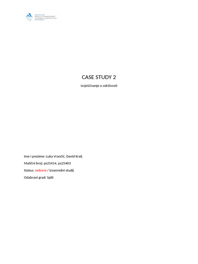 Case Study 2 - Grad Split - Izvješćivanje o Održivosti | PDF | Poverty ...