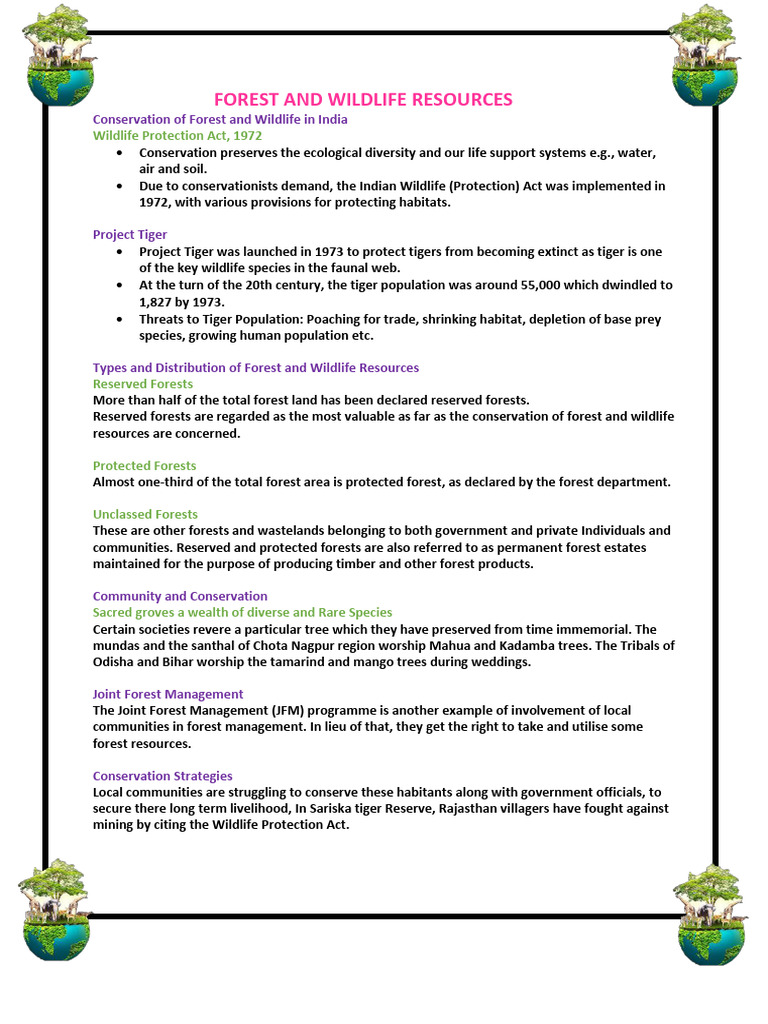 Forest and Wildlife Conservation in India | PDF