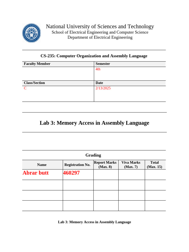 Assembly Language Memory Access Lab | PDF | Assembly Language | String ...