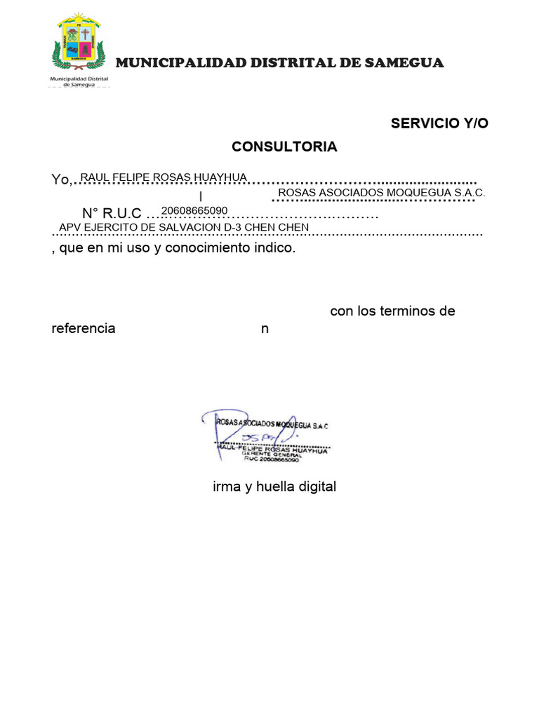 Declaracion Jurada de Cumplimiento de Servicio 2023 | PDF