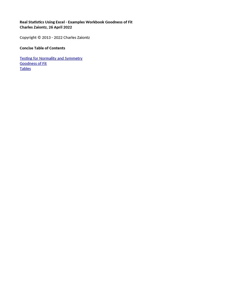Real Statistics Examples Goodness of Fit | PDF | Statistical Theory ...