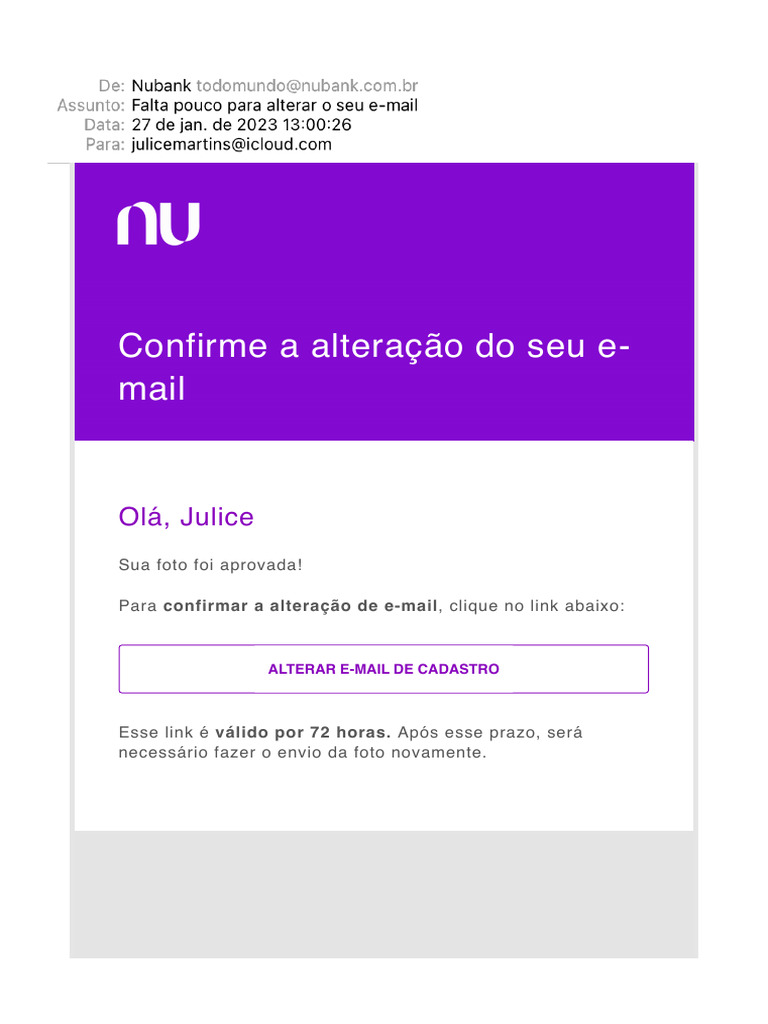 Confirmação de Alteração de E-mail | PDF
