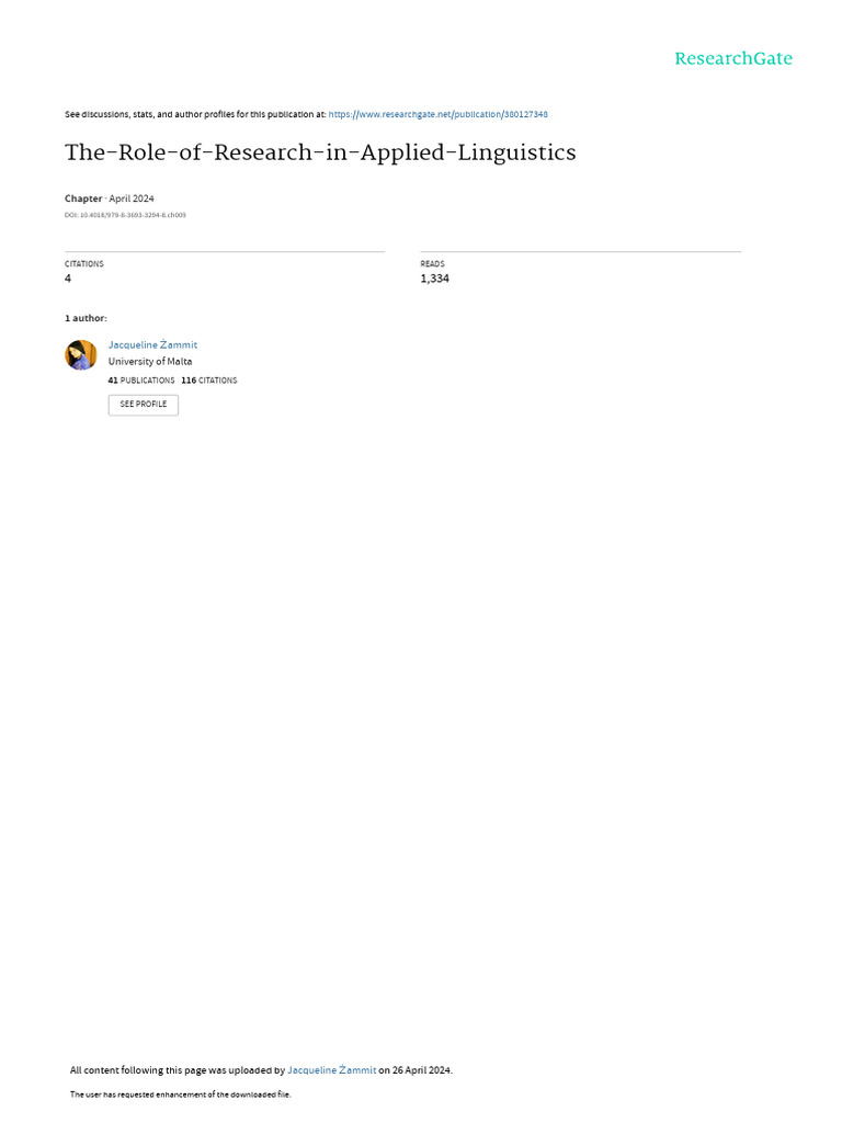 The Role of Research in Applied Linguistics | PDF | Linguistics ...