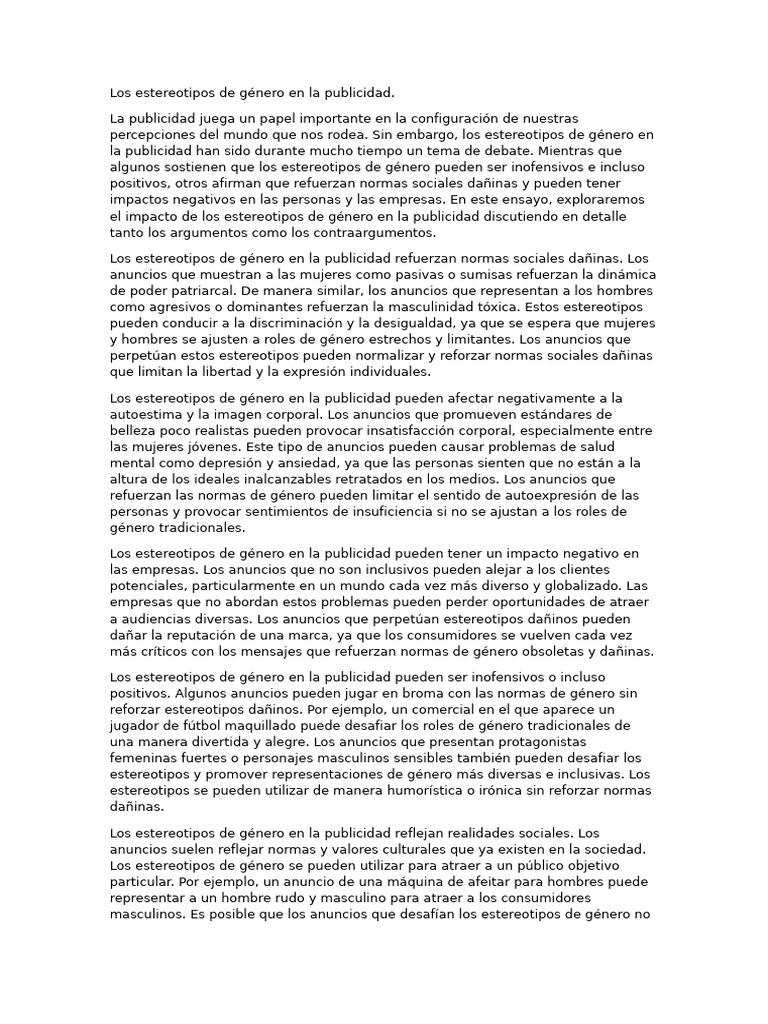 Impacto de Estereotipos de Género | PDF | Estereotipos | Rol de género
