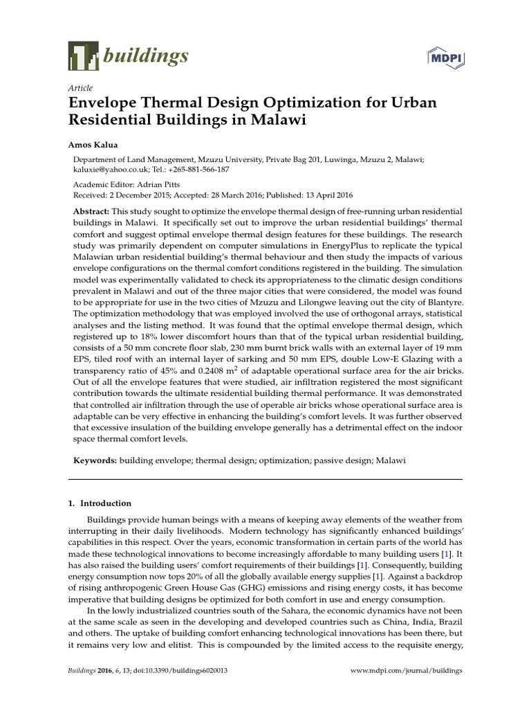 Urban Building Thermal Design Malawi | PDF | Building Insulation ...
