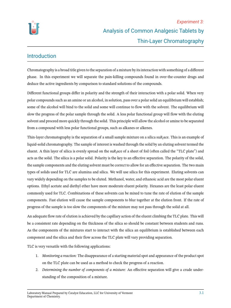 TLC Analysis of Analgesic Tablets | PDF | Thin Layer Chromatography ...