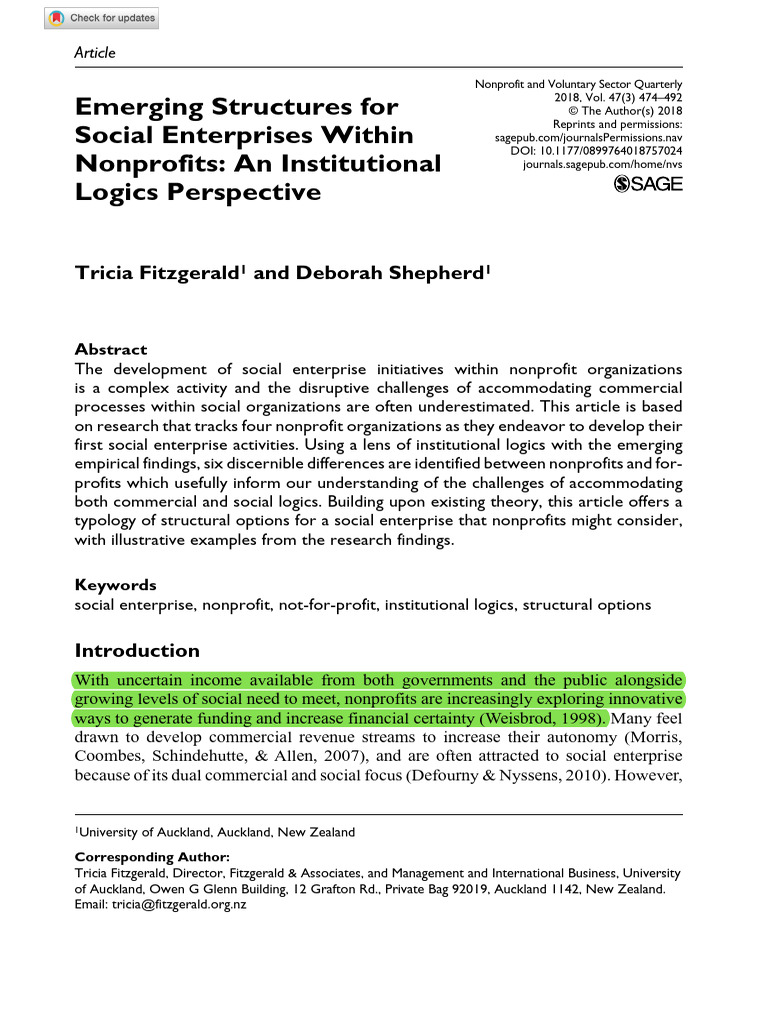 Social Enterprises in Nonprofits: A Study | PDF | Social Enterprise ...