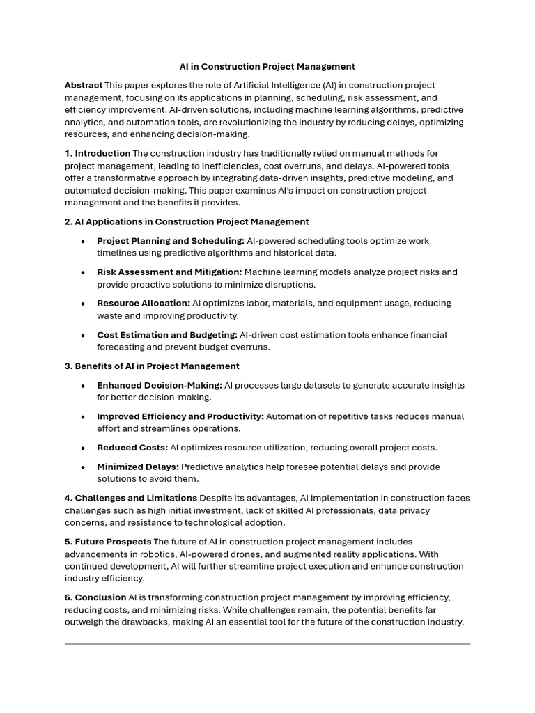 AI Transforming Construction Management | PDF | Artificial Intelligence ...