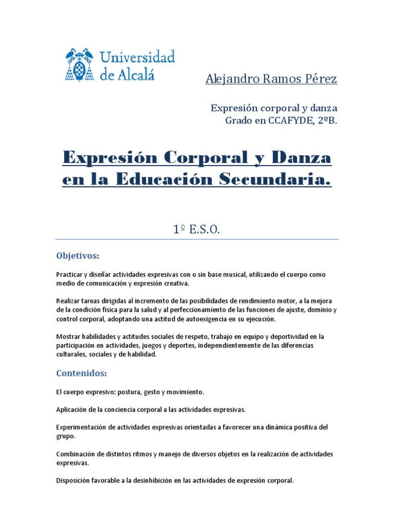 Expresión Corporal y Danza en Secundaria | PDF | Bailes | Ritmo